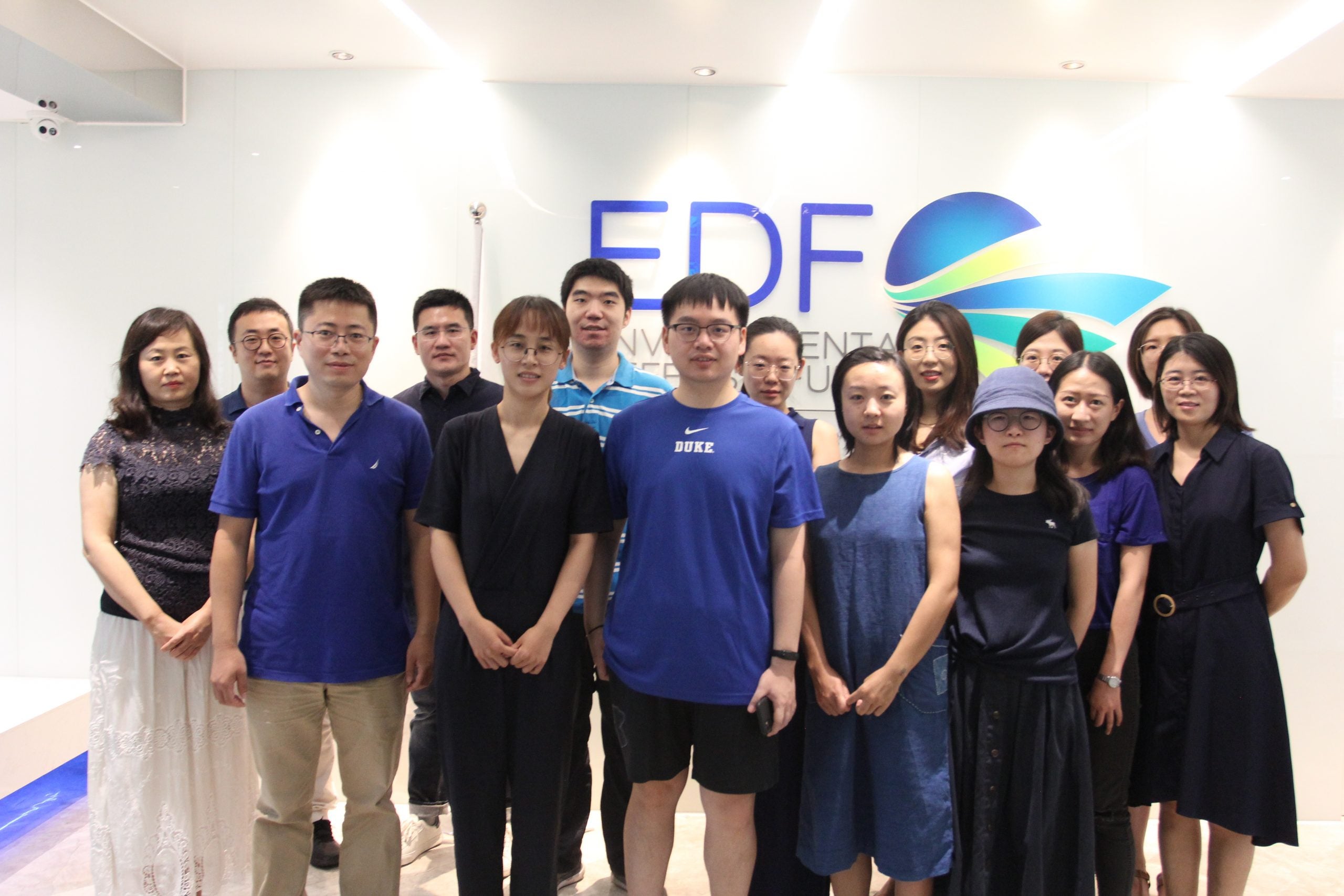Staff from EDF China wore blue clothes to share their support of the first International Day of Clean Air for blue skies.