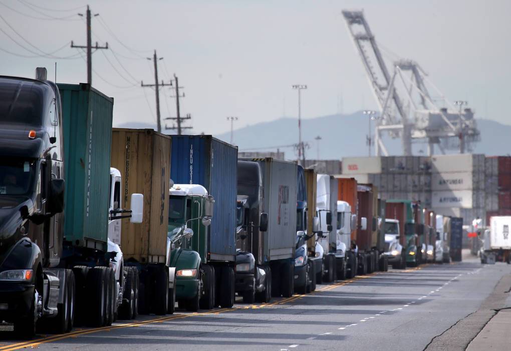 Trucks at the Port of Oakland, California