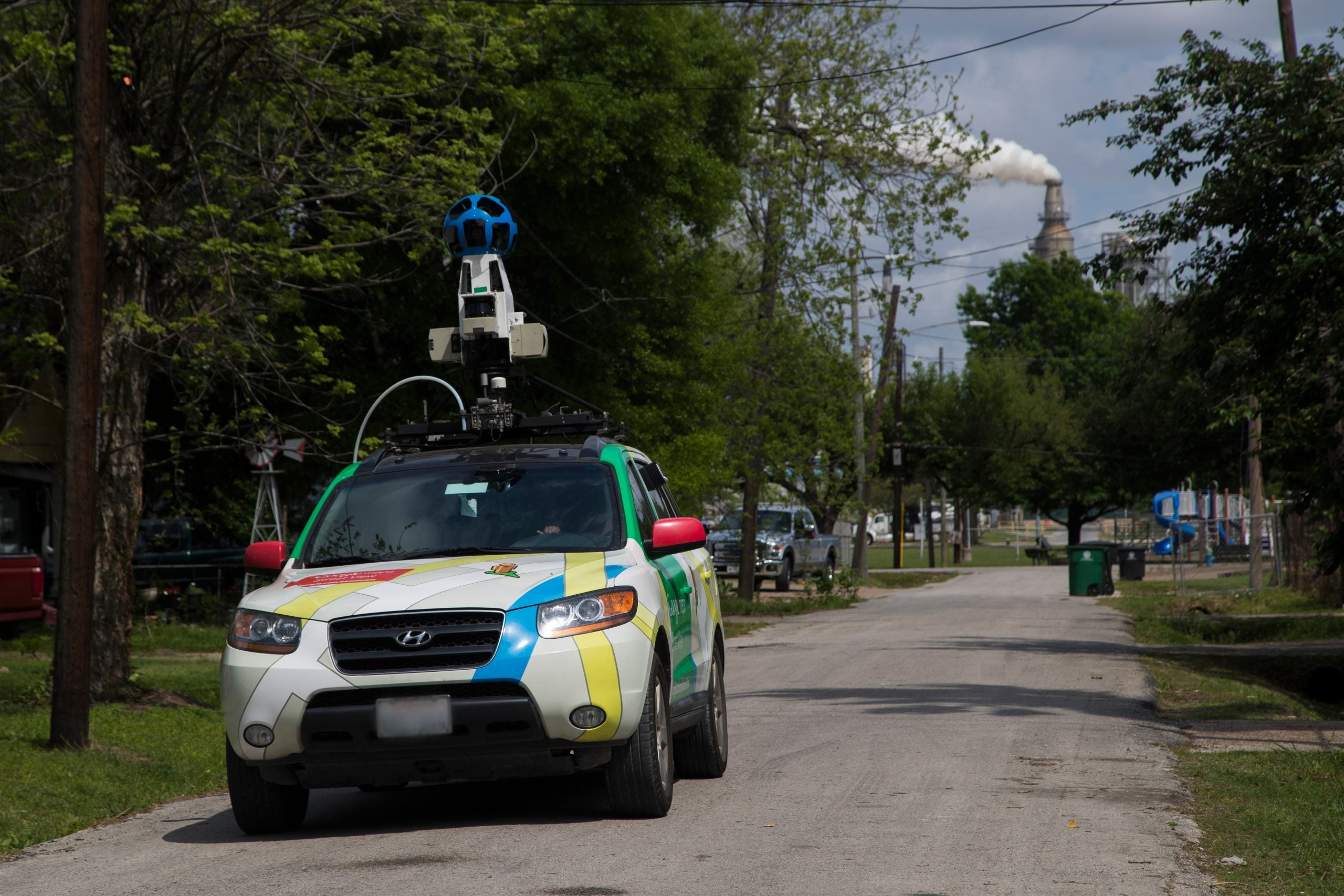 Mobile monitor attached Google Street View car in Houston