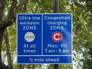 Traffic policy: London ULEZ sign